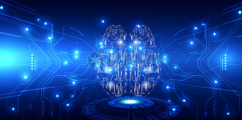 科技大腦信息技術(shù)藍色背景